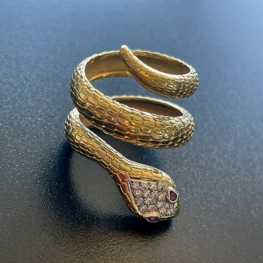 snake ring K18 diamond ruby