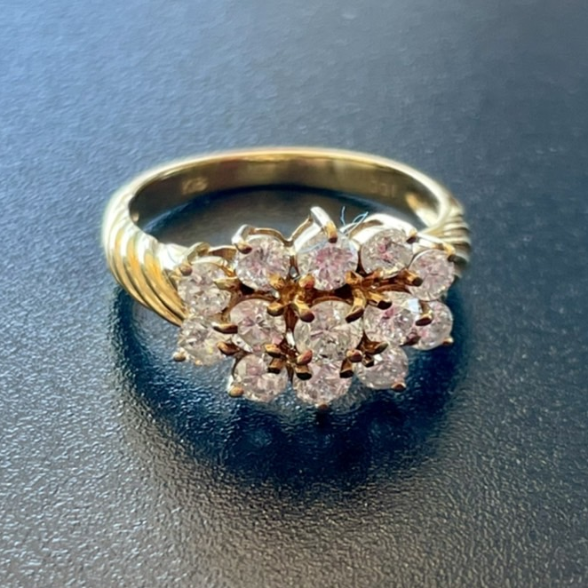 リングK18 Flower Ruby Diamond Ring yellow Gold